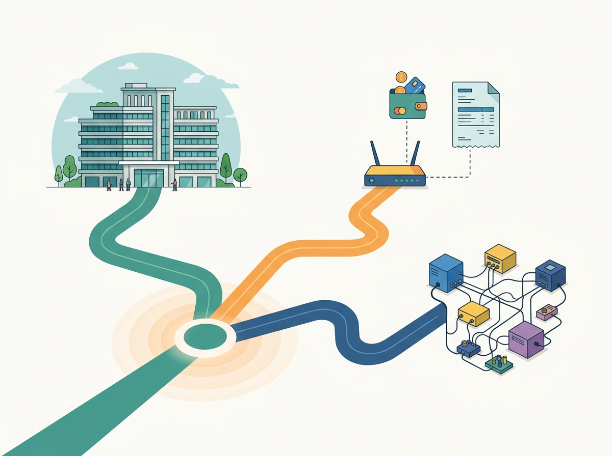 Three diverging paths representing a full platform, a billing-first system and a split stack.
